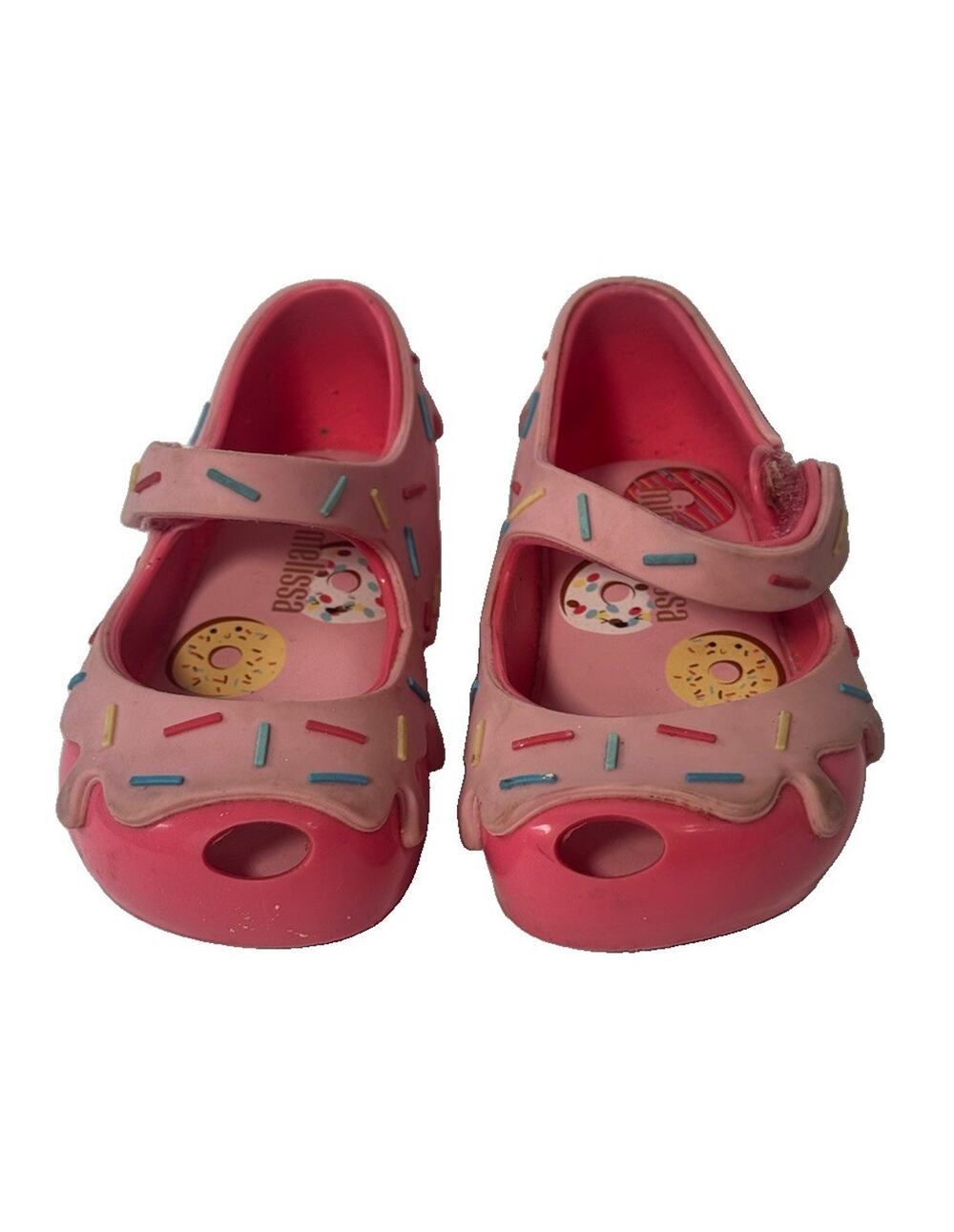 Mini Melissa Toddler Girls Size 5 Pink Donut Sprinkle Jelly Mary Jane Shoes